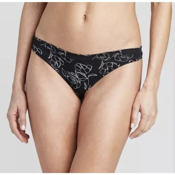3x NEW Auden Women's Thong Low rise Full Waistband Elastic Opaque Flora Size S - Picture 1 of 8